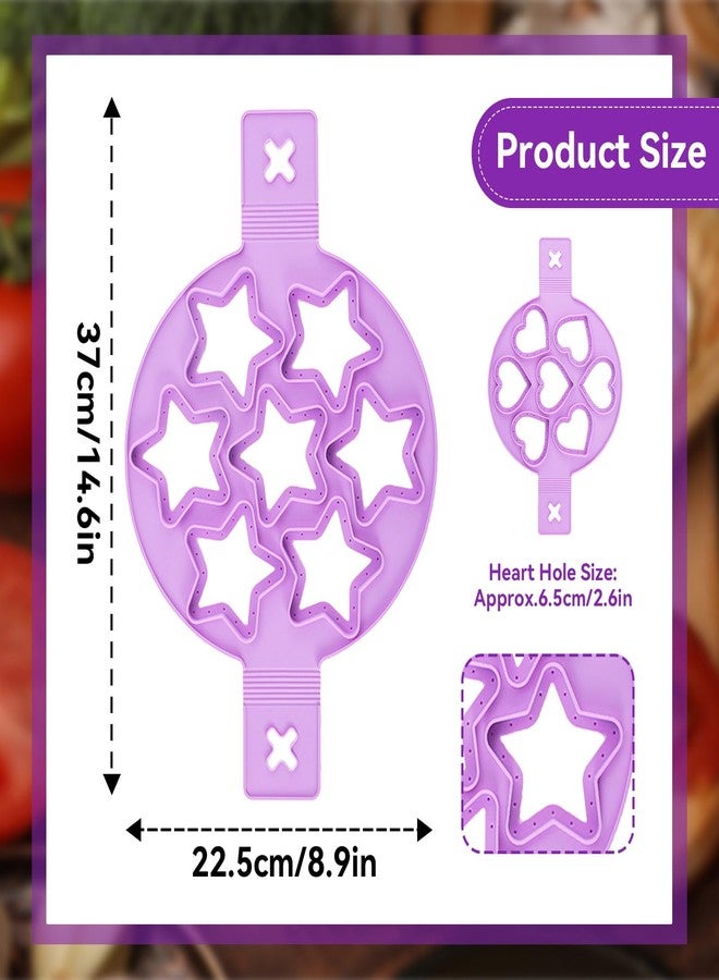 Agatige 2PCS Pancake Maker Mold, 7 Cavity Star/Heart Shape Nonstick Reusable Mini Flip Pancake Maker Egg Ring Kitchen Baking Cooking Tool for Kitchen - Image 4