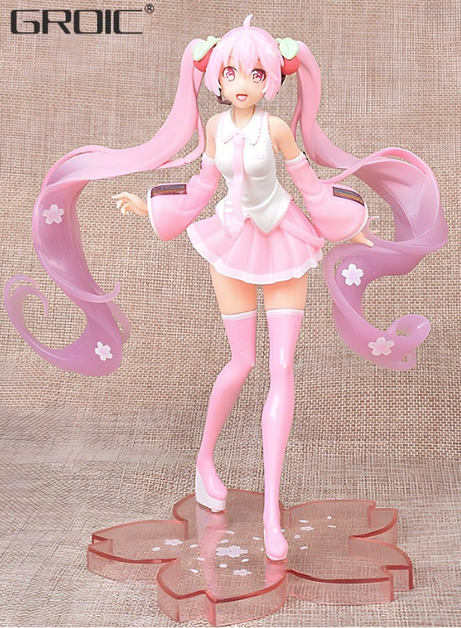 GROIC Miku Sakura Figure Pink Version Anime Figure，Sakura Skirt Pink Doll 15cm, Miku Anime Action Figures,Kids Desk Decor Ornaments - Image 2
