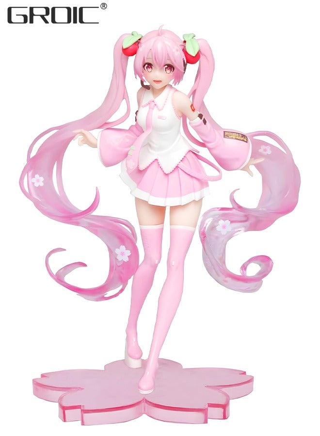 GROIC Miku Sakura Figure Pink Version Anime Figure，Sakura Skirt Pink Doll 15cm, Miku Anime Action Figures,Kids Desk Decor Ornaments - Image 1