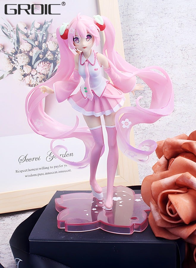 GROIC Miku Sakura Figure Pink Version Anime Figure，Sakura Skirt Pink Doll 15cm, Miku Anime Action Figures,Kids Desk Decor Ornaments - Image 3