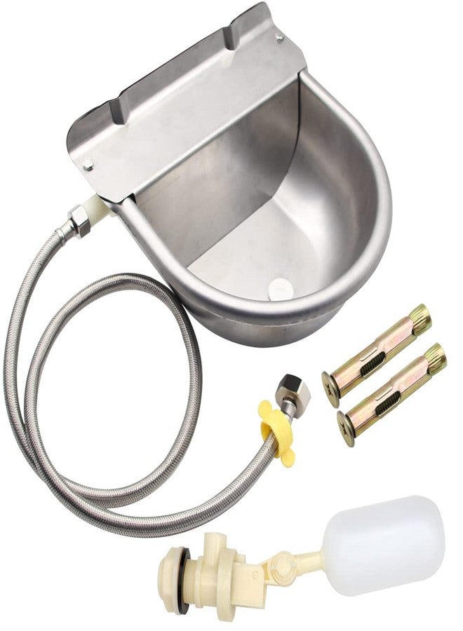 APlayfulBee Automatic Animal Drinking Water Bowl with Float Valve,304 Stainless Steel Livestock Dispenser Waterer with Drainage Hole,Includes Water Bowl,3/4''Water Hose,2 Float Valves and Mounting Bolts - Image 1