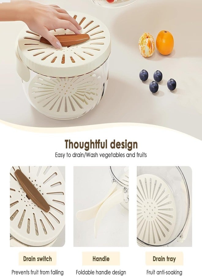 Gauvriko Fruit Drain Basket with Lid Foldable Handle, Fruit Strainer Colander Bowl, Kitchen Draining Basket, Fruit Vegetable Washing Food Strainers & Food Storage Colander (Pack of 1) - Image 4