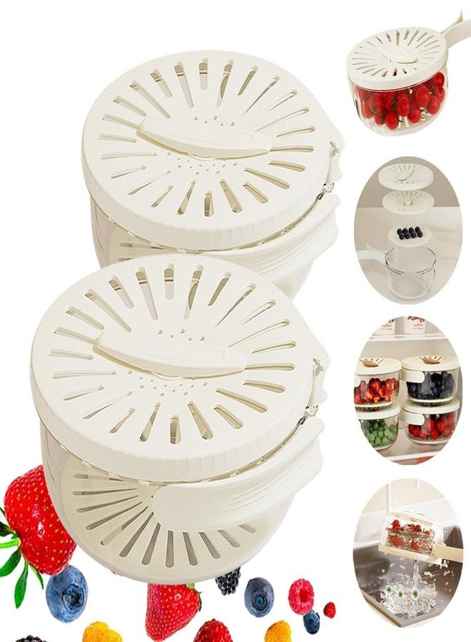 Gauvriko Fruit Drain Basket with Lid Foldable Handle, Fruit Strainer Colander Bowl, Kitchen Draining Basket, Fruit Vegetable Washing Food Strainers & Food Storage Colander (Pack of 1) - Image 1