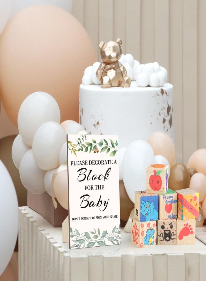 wookidel Baby Shower Games Sign Kit with 50 Blank Wooden Baby Blocks, 24 Acrylic Paint Marker and Wooden Sign, Blocks for Baby Shower, Gender Reveals Party(Green) - Image 5