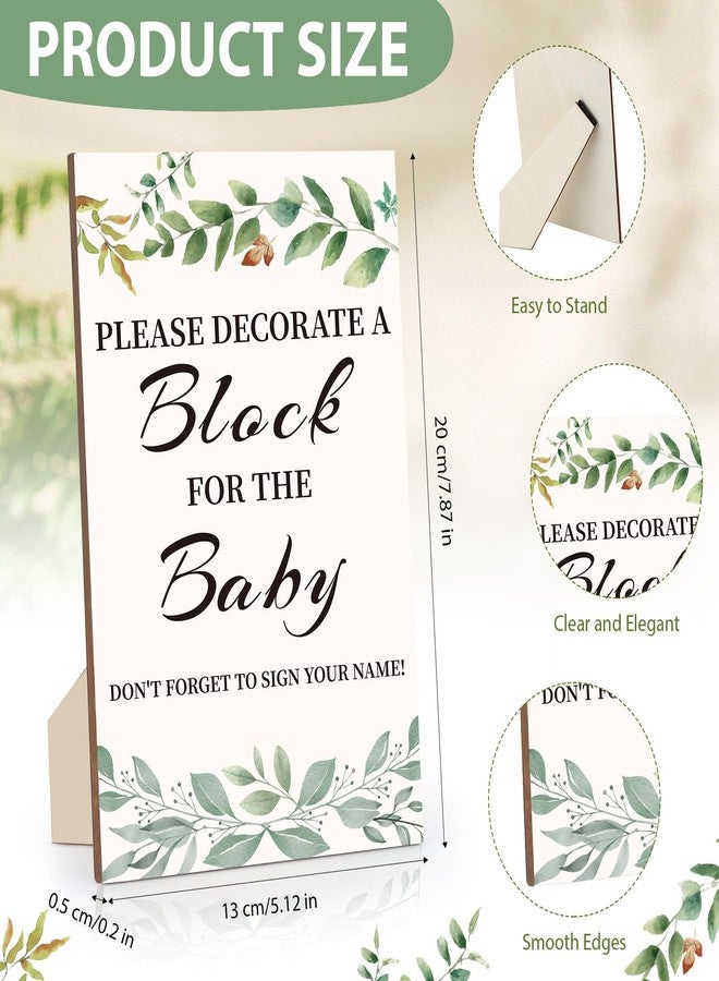 wookidel Baby Shower Games Sign Kit with 50 Blank Wooden Baby Blocks, 24 Acrylic Paint Marker and Wooden Sign, Blocks for Baby Shower, Gender Reveals Party(Green) - Image 2