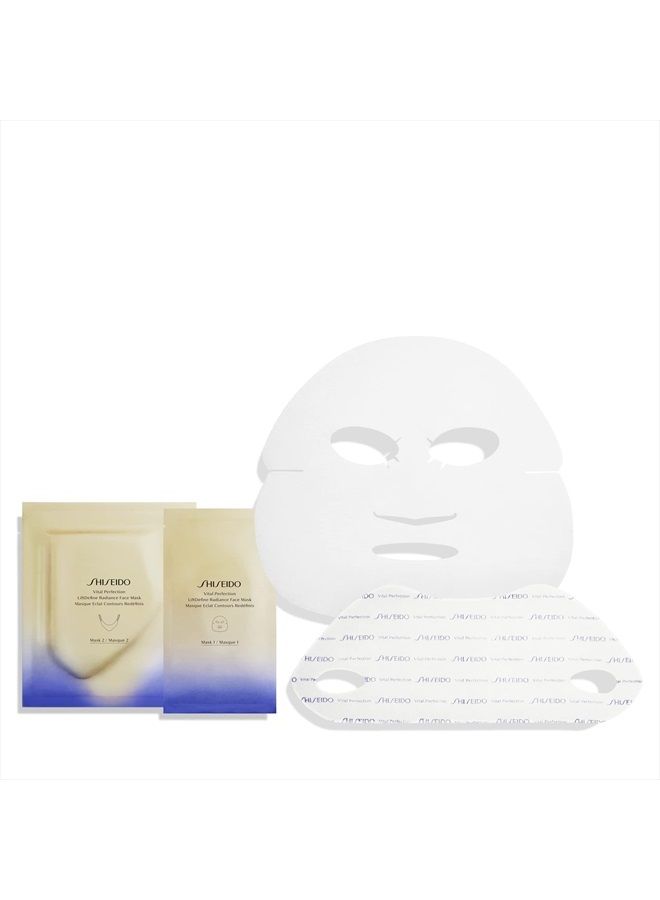 Shiseido Vital Perfection LiftDefine Radiance Face Mask - Includes Six Complete Face Masks - Instantly Effective Two-Piece Face & Neck Sheet Mask for Lifting & Firming - Image 1