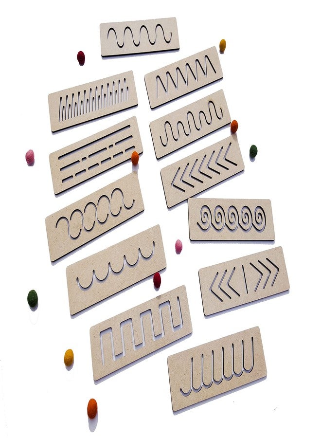 Kiddiwinks:12-Piece Pre-Writing Stencils Set for Pattern Tracing - Fun and Educational Pattern Tracing Stencil Kit - Image 2