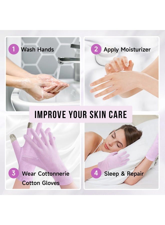 HandLove 12 Pairs Premium 100% Cotton Gloves Moisturizing Gloves for Dry Hands & Eczema | Overnight Sleeping Gloves, Eczema Gloves | Reusable| Touchscreen, Purple - Image 4