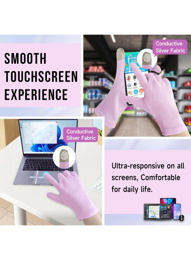 HandLove 12 Pairs Premium 100% Cotton Gloves Moisturizing Gloves for Dry Hands & Eczema | Overnight Sleeping Gloves, Eczema Gloves | Reusable| Touchscreen, Purple - Image 5