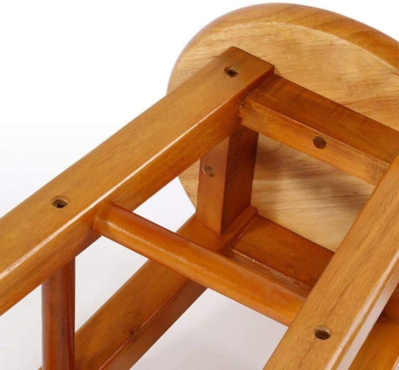 Generic Indian Decor. RW169 Round Top Stool- Footstools Shower Stool Teak Stool Solid Wood Stool Stool Chair Home Small Wooden Bench Living Room Stool Children's Stool (Color : Wooden, Size : 25cm) - Image 4
