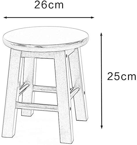 Generic Indian Decor. RW169 Round Top Stool- Footstools Shower Stool Teak Stool Solid Wood Stool Stool Chair Home Small Wooden Bench Living Room Stool Children's Stool (Color : Wooden, Size : 25cm) - Image 3