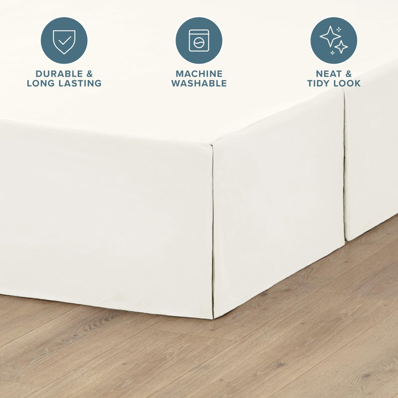 Bare Home Queen Bed Skirt - 15-Inch Tailored Drop Easy Fit - Bed Skirt for Beds - Center & Corner Pleats (Queen, Cream) - Image 2