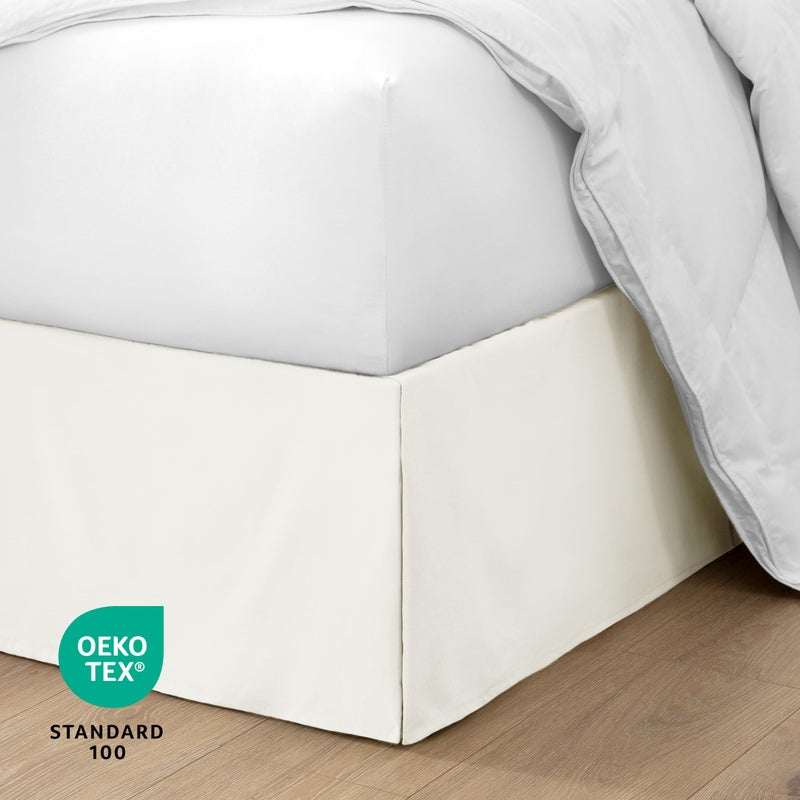 Bare Home Queen Bed Skirt - 15-Inch Tailored Drop Easy Fit - Bed Skirt for Beds - Center & Corner Pleats (Queen, Cream) - Image 5
