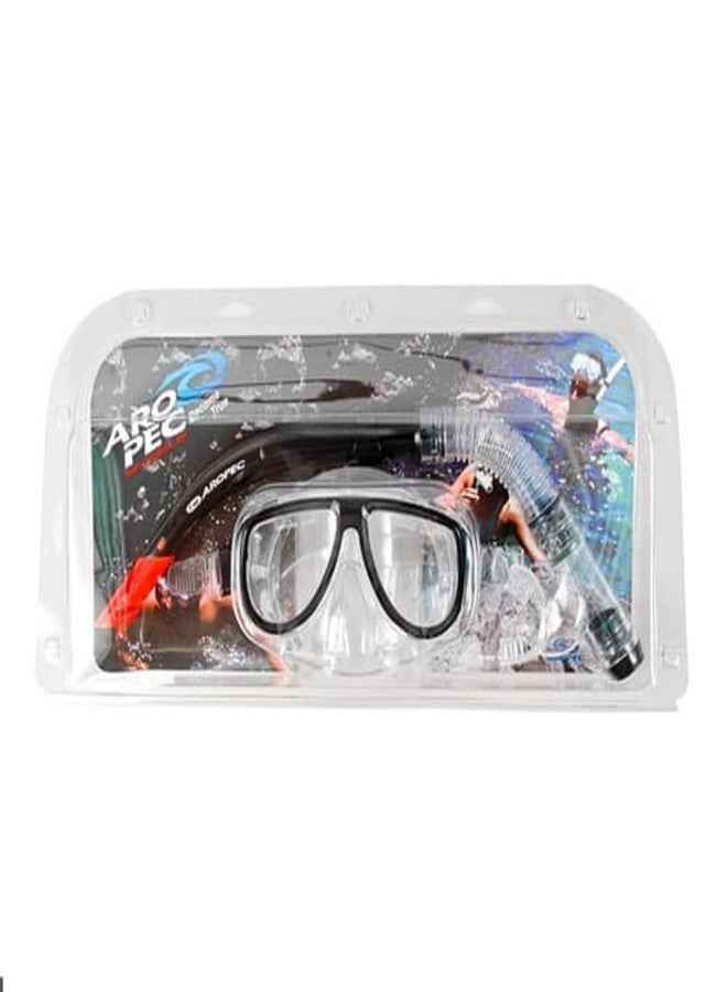 AROPEC Snorkelling Set with Diving Mask and Snorkel, Black - Image 1