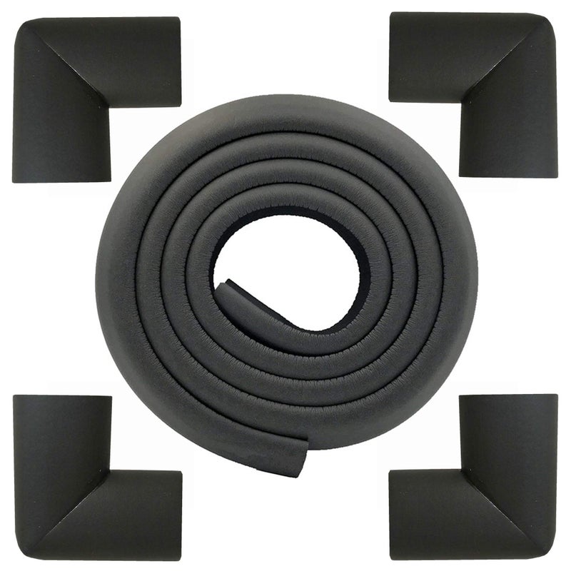 M2cbridge L Shape Extra Thick Furniture Table Edge Protectors Foam Baby Safety Bumper Guard 65 Ft Black with 4 Corners