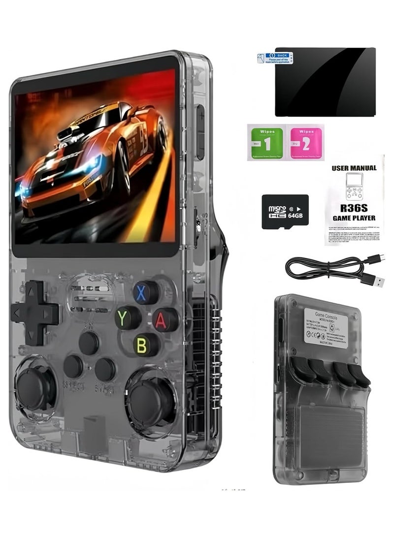 R36s retro Handheld Gaming Console with 64G Cards, Portable Retro Game Consoles Linux Gaming System Emulator 3.5-Inch IPS Screen  - Image 1