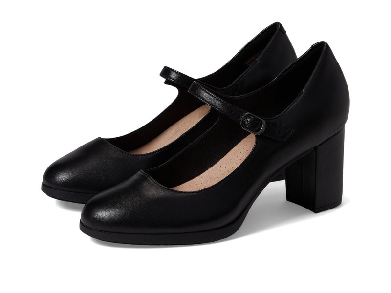 Clarks Women's Bayla Nora Pump, Black Leather, 7 - Image 1
