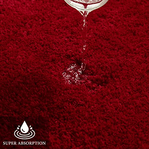 MIULEE Christmas Red Set of 2 Non Slip Shaggy Bathroom Rugs Extra Thick Soft Bath Mats Plush Microfiber Absorbent Water for Tub Shower Machine Washable (16x24 inches) - Image 3