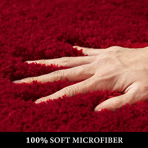 MIULEE Christmas Red Set of 2 Non Slip Shaggy Bathroom Rugs Extra Thick Soft Bath Mats Plush Microfiber Absorbent Water for Tub Shower Machine Washable (16x24 inches) - Image 2