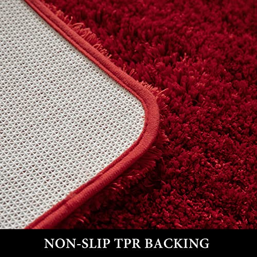 MIULEE Christmas Red Set of 2 Non Slip Shaggy Bathroom Rugs Extra Thick Soft Bath Mats Plush Microfiber Absorbent Water for Tub Shower Machine Washable (16x24 inches) - Image 4