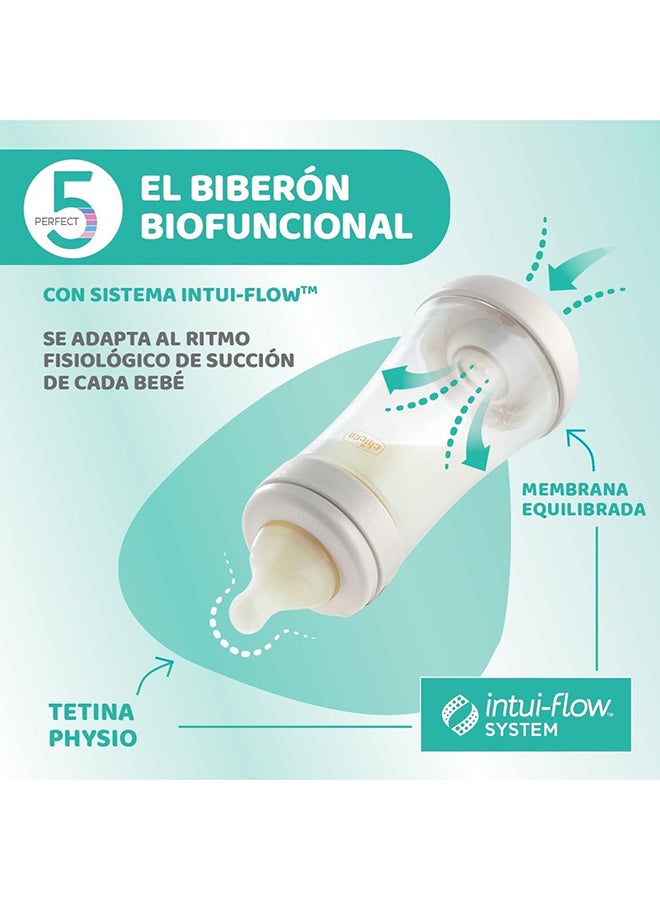 Chicco Perfect 5 Silicone Feeding Bottle 240Ml, Medium Flow, 2M+, Yellow - Image 4