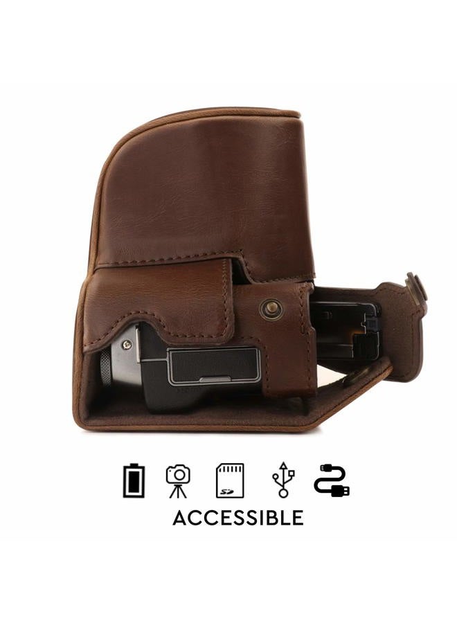 Megagear Mg1768 Ever Ready Leather Camera Case Compatible With Fujifilm X-A7 - Dark Brown - Image 4