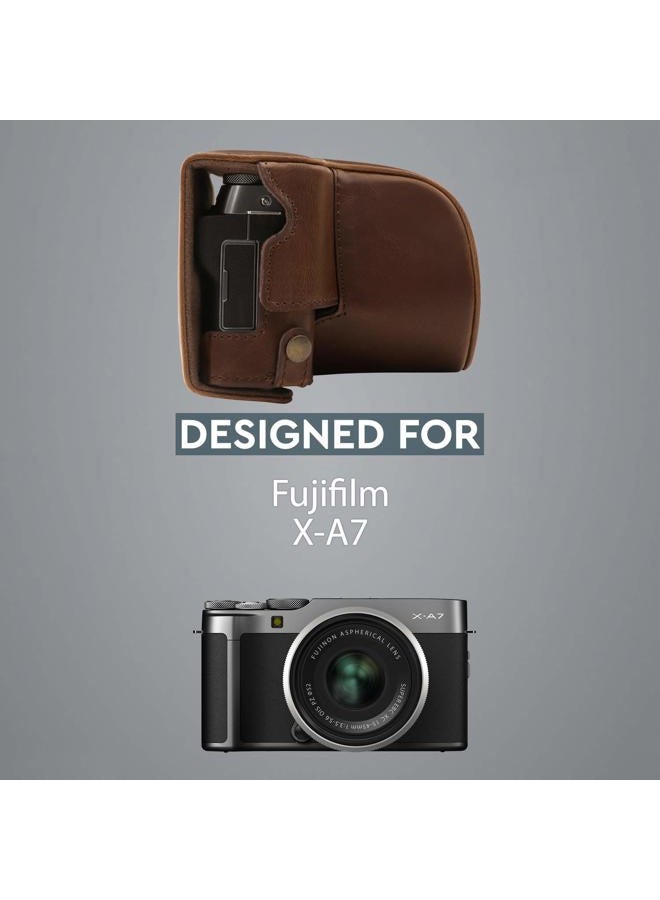 Megagear Mg1768 Ever Ready Leather Camera Case Compatible With Fujifilm X-A7 - Dark Brown - Image 5
