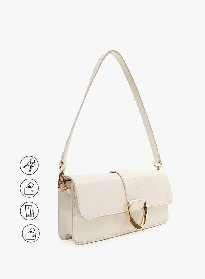 Kazo Bag Celeste Shoulder Bag | Off White Sling Handbag with Buckle Closure | Elegant Shoulder Purse - Image 4
