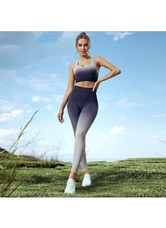 Breathable Quick-Dry Sports Bra Pants Set Dark gray gradient