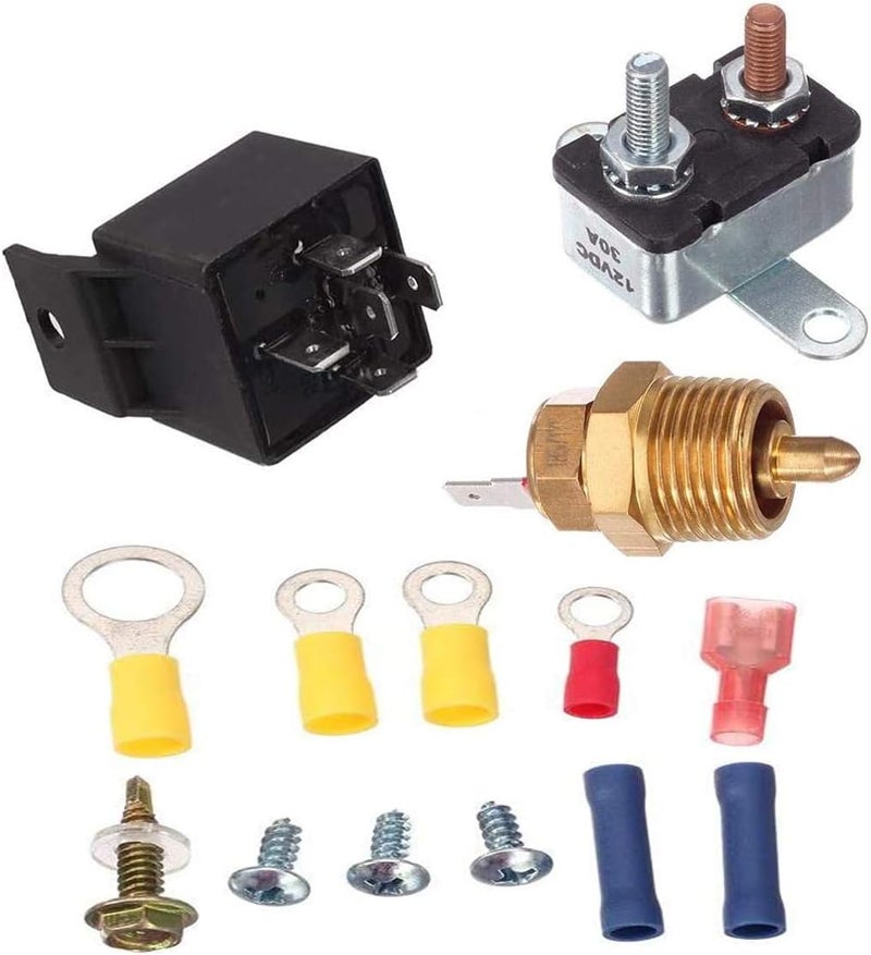 HHCSOP 185 To 200 Degree Electric Cooling Fan Kit Thermostat Switch Temperature Fan Wiring Kit for 7" 10" 12" 14" 16" Fans 3/8" Pipe Thread NPT 50 Amp Relay Kit - Image 5