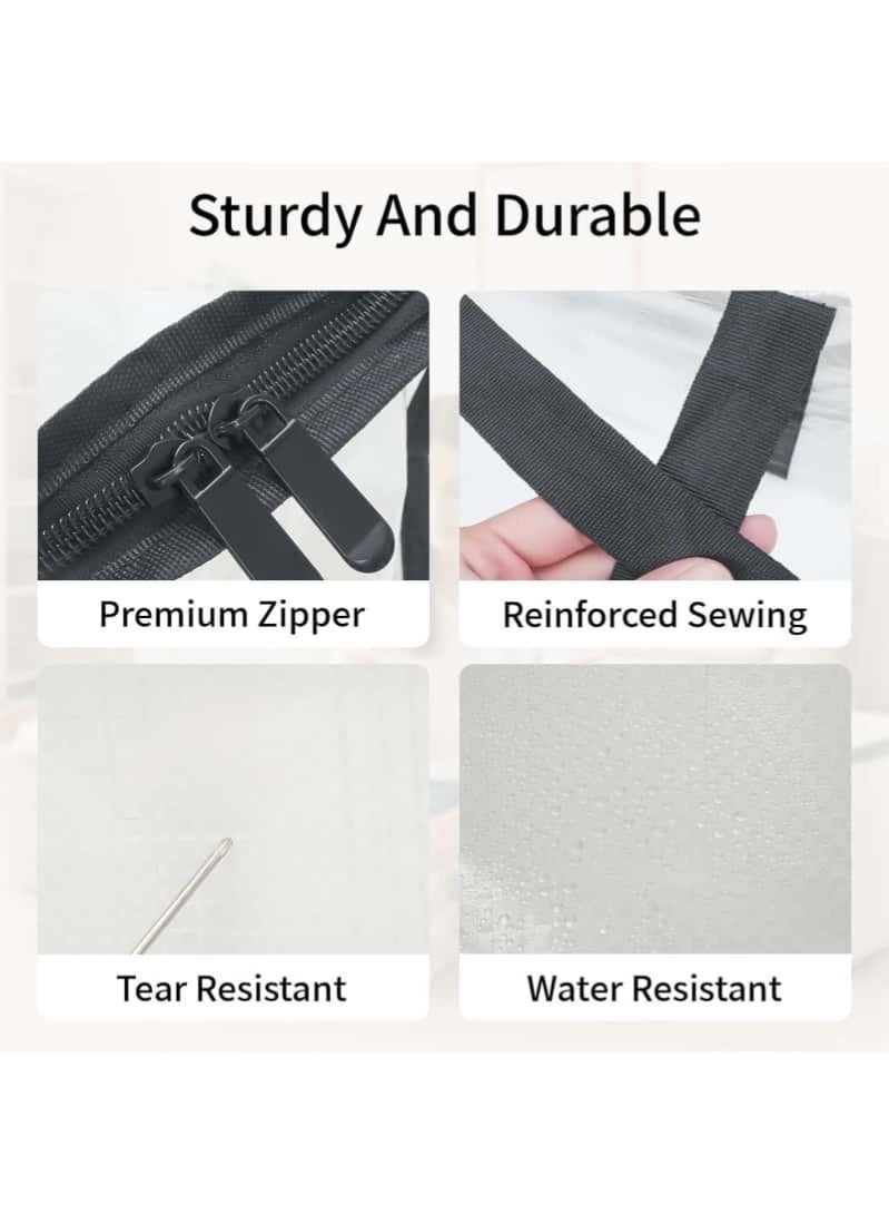 4 Pack 92L Extra Large Clothes & Moving Storage Bags with Zippers & Handles, Foldable Heavy-Duty Waterproof Organizer, Space Saving for Bedding, Clothes, Toys(Clear) - Image 4