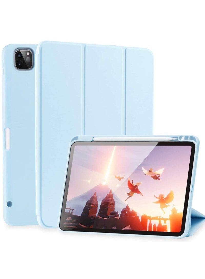 Case for iPad Pro 11 Inch 2021(3rd Gen)/2020(2nd Gen) with Pencil Holder [Support iPad 2nd Pencil Charging/Pair] Slim Trifold Stand, Smart Protective Case Cover (Light Blue) - Image 1