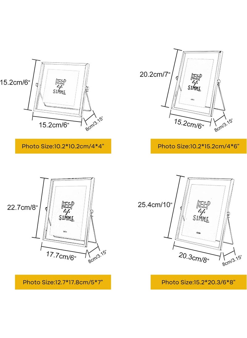 KUUQA KUUQA Set of 4 Glass Photo Frame Antique Metal Geometric Picture Frame with Glass Cover Floating Picture Frames Metal Pressed Glass Picture Frame Floating Frame Vertical  - Image 4