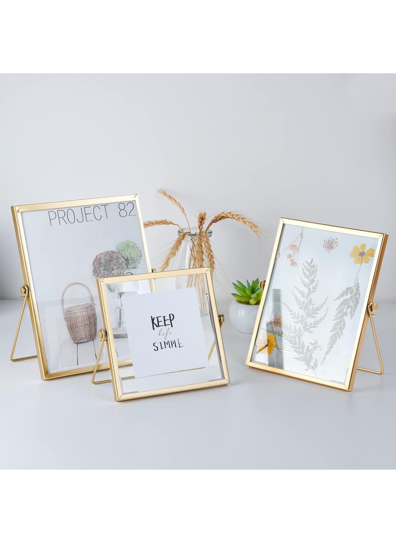 KUUQA KUUQA Set of 4 Glass Photo Frame Antique Metal Geometric Picture Frame with Glass Cover Floating Picture Frames Metal Pressed Glass Picture Frame Floating Frame Vertical  - Image 2
