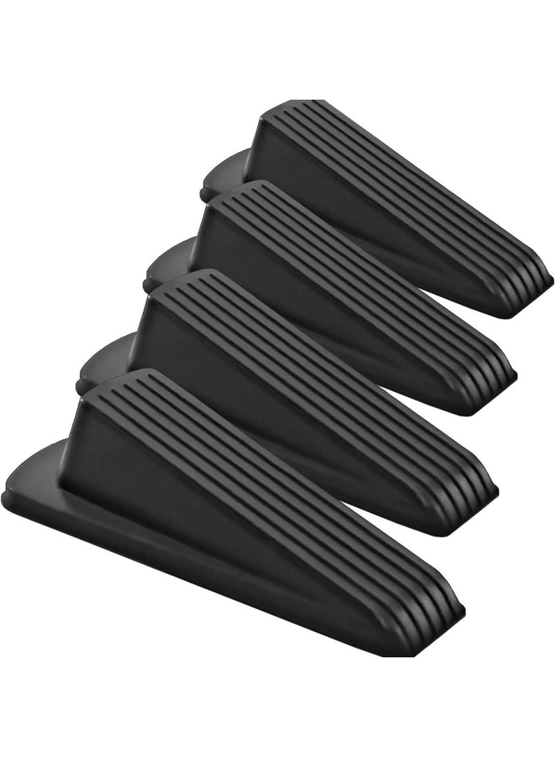 4-Pack Sturdy Rubber Door Stop Wedges - Stackable Bottom of Door Stops for Floor, Non-Slip u0026 Durable, Ideal for Home, Office, or Garage - Image 1