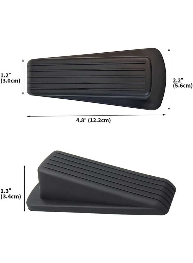 4-Pack Sturdy Rubber Door Stop Wedges - Stackable Bottom of Door Stops for Floor, Non-Slip u0026 Durable, Ideal for Home, Office, or Garage - Image 5