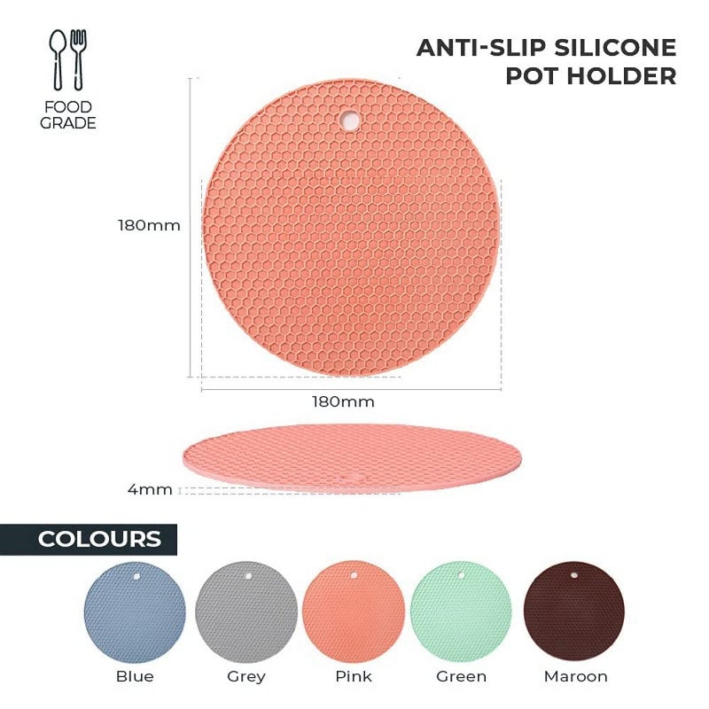 ADBERG ADBERG Silicone Pot Holder and Oven Mitts, Multipurpose Non-Slip Insulation Honeycomb Rubber Hot Pads Trivet, Heat Resistant Antislip Place Mat for Home Use (Pack of 4)  - Image 5