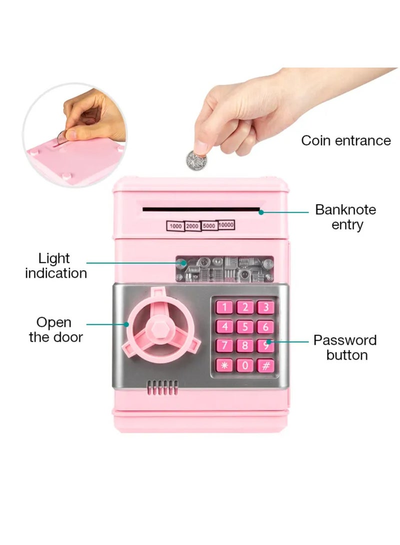 Tradeo Kids Mini Electronic Atm Bank, Saving Box with Digital Password, Auto Scroll Cash Music Safe Box for Cashs and Coins. (Pink Color) - Image 3
