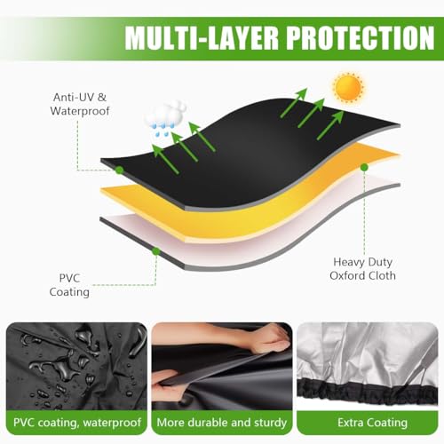 KISEER Outdoors Lawn Mower Cover Waterproof Heavy Duty 210D Polyester Oxford UV Protection Lawn Tractor Cover Fits Decks Up to 54" with Drawstring and Storage Bag - Image 3