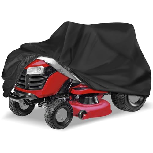 KISEER Outdoors Lawn Mower Cover Waterproof Heavy Duty 210D Polyester Oxford UV Protection Lawn Tractor Cover Fits Decks Up to 54" with Drawstring and Storage Bag - Image 1