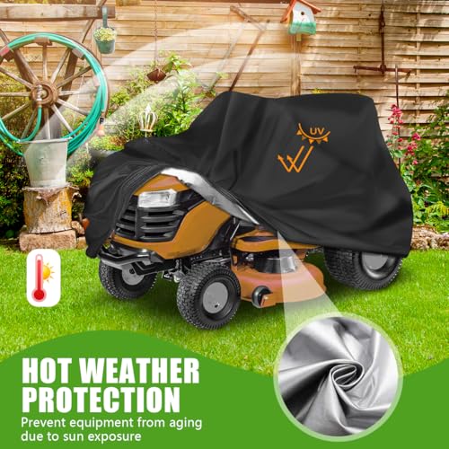 KISEER Outdoors Lawn Mower Cover Waterproof Heavy Duty 210D Polyester Oxford UV Protection Lawn Tractor Cover Fits Decks Up to 54" with Drawstring and Storage Bag - Image 4