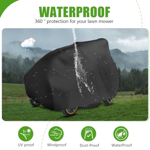 KISEER Outdoors Lawn Mower Cover Waterproof Heavy Duty 210D Polyester Oxford UV Protection Lawn Tractor Cover Fits Decks Up to 54" with Drawstring and Storage Bag - Image 5
