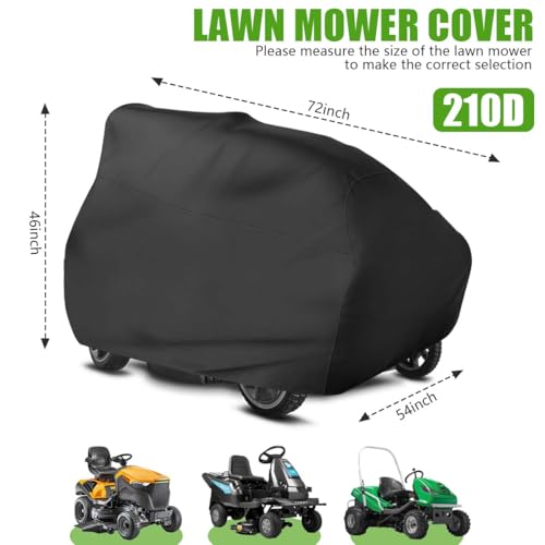 KISEER Outdoors Lawn Mower Cover Waterproof Heavy Duty 210D Polyester Oxford UV Protection Lawn Tractor Cover Fits Decks Up to 54" with Drawstring and Storage Bag - Image 2
