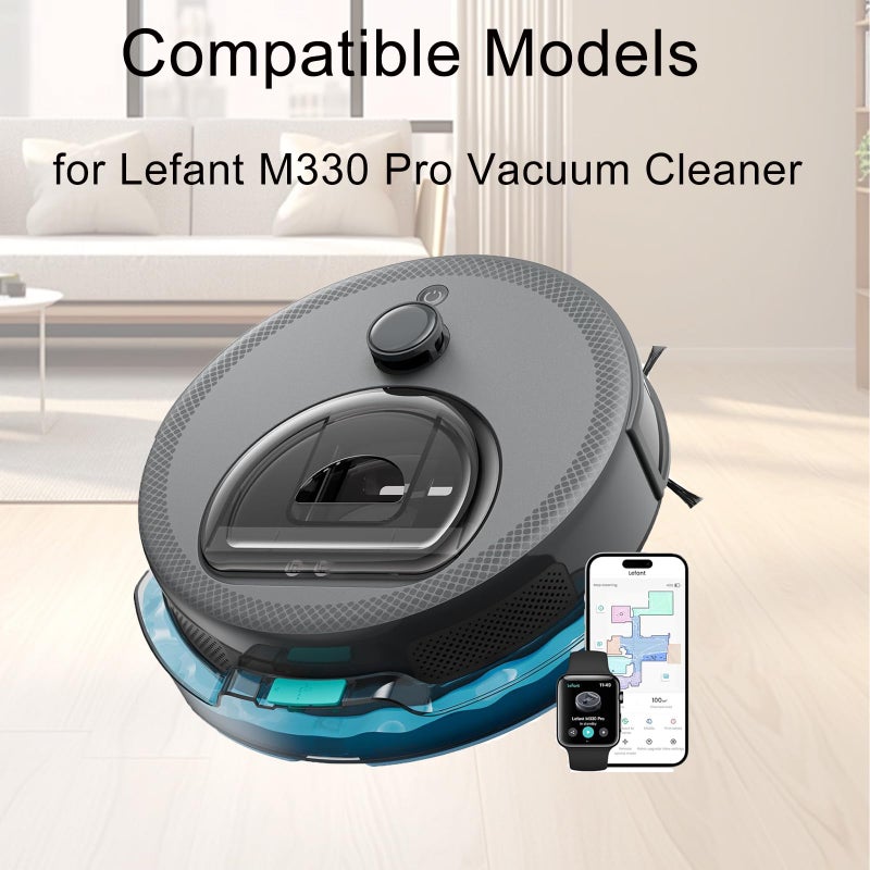 Odashen 17 Pack Replacement Accessories Kit for Lefant M330 Pro Vacuum Cleaner, 6 Side Brush, 6 HEPA Filter, 4 Mop Pads, 1 Cleaning Brush - Image 2