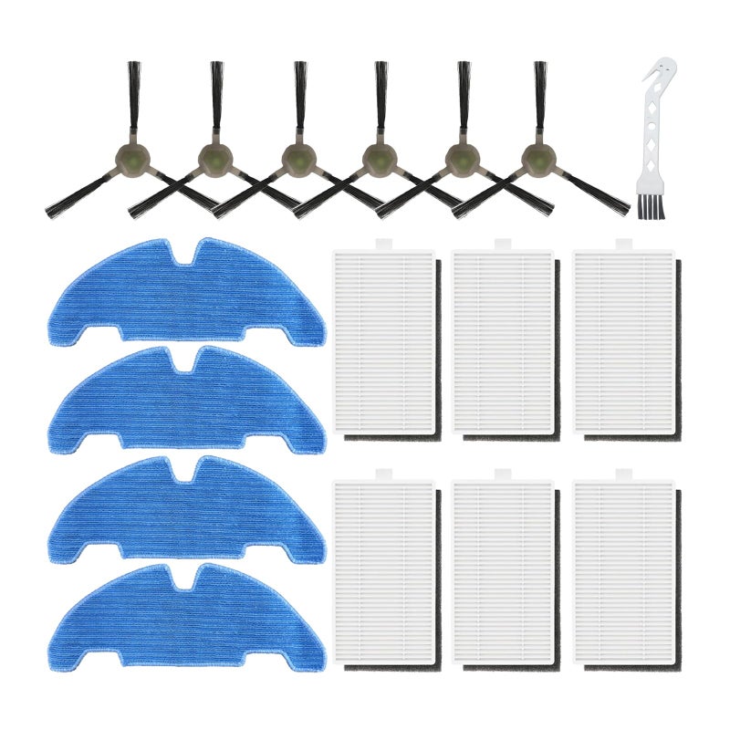 Odashen 17 Pack Replacement Accessories Kit for Lefant M330 Pro Vacuum Cleaner, 6 Side Brush, 6 HEPA Filter, 4 Mop Pads, 1 Cleaning Brush - Image 1