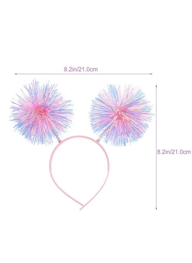 minkissy Sequin Pom Pom Headband For Women Adults - Pink Bopper Accessory  - Image 2