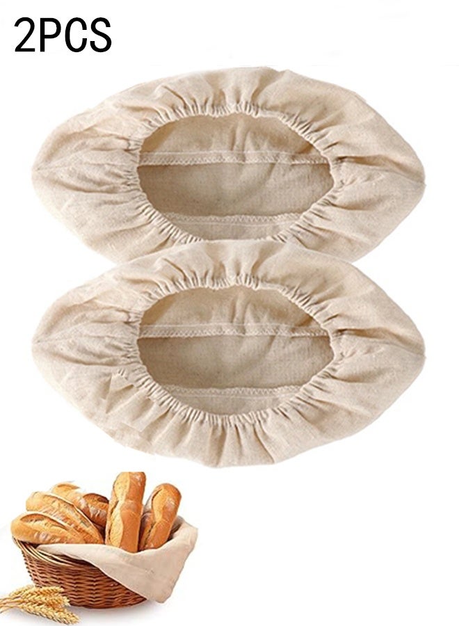 KANGLI 2 Pcs Liners,  Cloth Bowl Covers for Bread Proofing,Reusable Natural Rattan Banneton Liner Cloth Cover for Bakery Home Baking,  2 Oval Sourdough Proofing Covers.9.84 × 5.91 × 3.15inch - Image 1