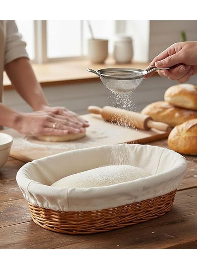 KANGLI 2 Pcs Liners,  Cloth Bowl Covers for Bread Proofing,Reusable Natural Rattan Banneton Liner Cloth Cover for Bakery Home Baking,  2 Oval Sourdough Proofing Covers.9.84 × 5.91 × 3.15inch - Image 2