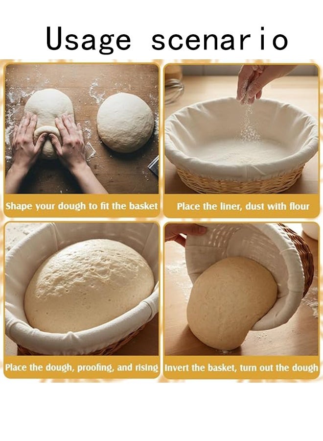 KANGLI 2 Pcs Liners,  Cloth Bowl Covers for Bread Proofing,Reusable Natural Rattan Banneton Liner Cloth Cover for Bakery Home Baking,  2 Oval Sourdough Proofing Covers.9.84 × 5.91 × 3.15inch - Image 4