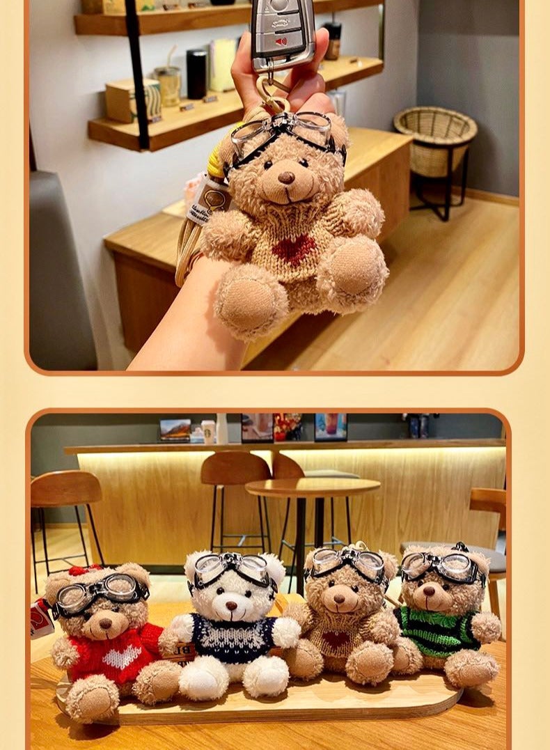 Adorable Christmas Teddy Bear Keychain & Bag Charm- Perfect mini plushie - Soft and Cute Teddy Bear for Girls, Christmas Toys for Kids, Car Key for Women(1pc, red/green) - Image 4